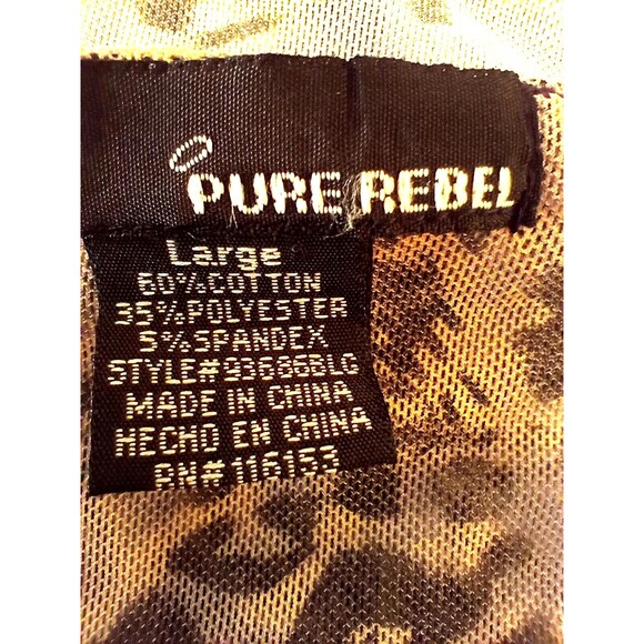 Pure Rebel Women's Shirt Lg. Beige Leopard Pattern Round Neck Long Sleeve Tee - Picture 9 of 9